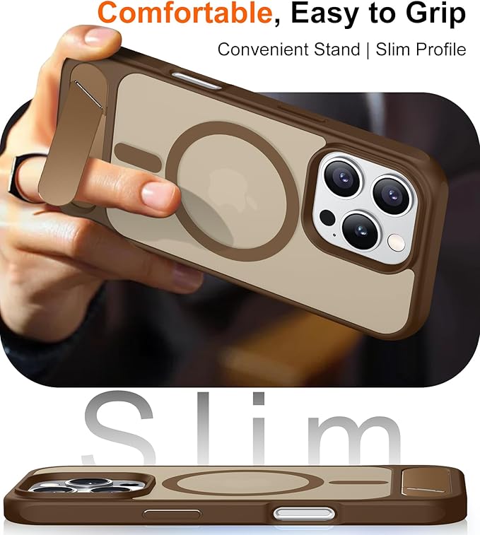 Magnetic Compatible with iPhone 16 Pro Case, [Built-in Invisible Kickstand][Compatible with MagSafe] [Military Grade Shockproof] Slim Translucent Matte Phone Case for iPhone 16 Pro 6.3"