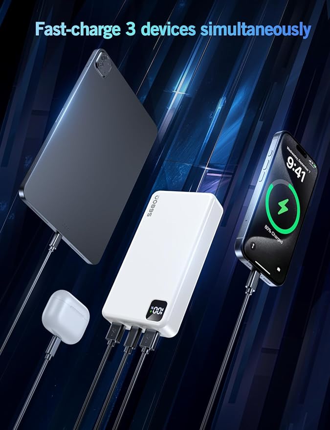 Portable Charger Power Bank, 56800mAh Battery Pack, 22.5W Fast Charging Portable Phone Charger for Camping Travel Essential Compatible with iPhone 17/16/15/14/13 Series, Samsung, Google,iPad-White