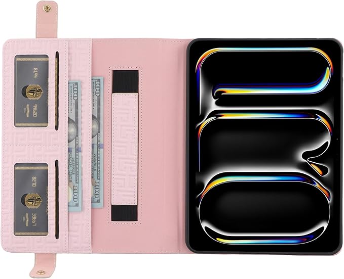 Handbag Case for iPad mini 5th 4th 3rd 2nd 1st Generation (Prior to 2019), Techcircle Elegant Crossbody Folio Stand Wallet Case with Pencil Holder, Card Slots, Hand Strap, Shoulder Strap, Baby Pink