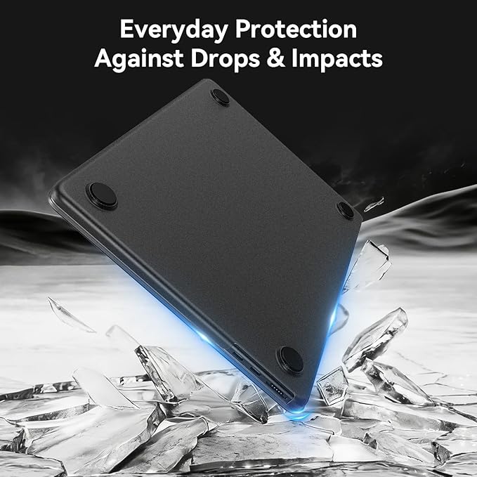 EooCoo Compatible with MacBook Air 13 inch Case M5 2026-2022 M4 M3 M2 A3449 A3240 A3113 A2681, 100% Match Official Color, Upgrade Matte, Dent & Scratch Protection Hard Shell for Mac Air 13.6, Black