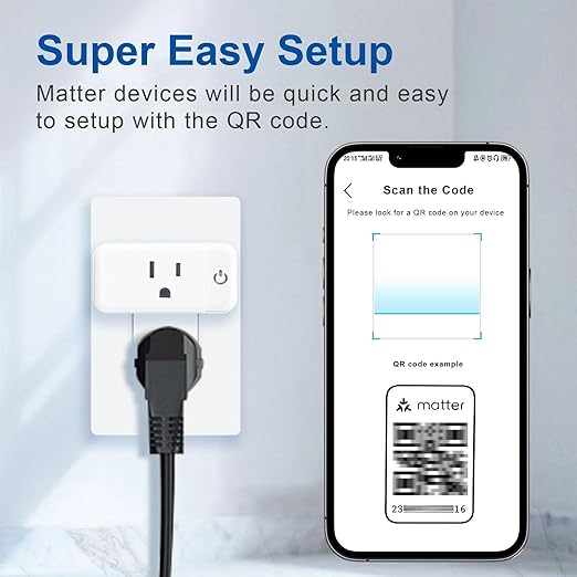 Matter Smart Plug, 15A Smart Plug for Homekit, Smart Outlet with Schedule and Timer, Super Easy Setup, Works with Apple Home, Siri, Alexa, Google, Privacy & Security, 2.4G Only, White, 2-Pack