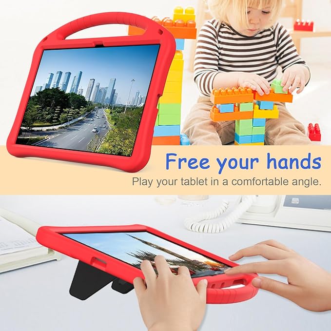 Kids Case for Samsung Galaxy Tab S10 FE+ (Plus) 13.1" 2025, Techcircle Light Weight Shock Proof EVA Foam Handle Rugged Stand Protective Cover, Red