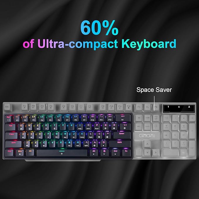 Mechanical 60% Gaming RGB Keyboard 61 Keys Wired USB DIY Customize Backlight Macro keypad Ultra-Compact Blue Switches Compatible with Windows Mac Linux Laptop PC Computer(Black)