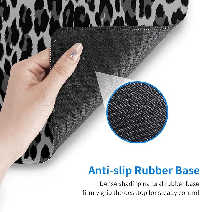 Leopard Skin Pattern XL Large Mouse Pad with Stitched Edges Long Non-Slip Rubber Base Mousepad Laptop Keyboard Mat Desk Pad for Office Home Desk Decor, 31.5" X 11.8"