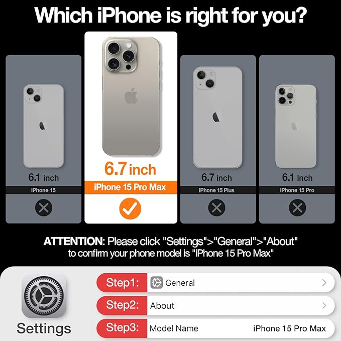 TORRAS Magnetic Slim-Fit for iPhone 15 Pro Max Case, Ultra-Thin 15 ProMax Phone Case Compatible with MagSafe, Lightweight Anti-Scratch Matte Hard iPhone 15 ProMax Case 6.7 inch OriginFit, Black