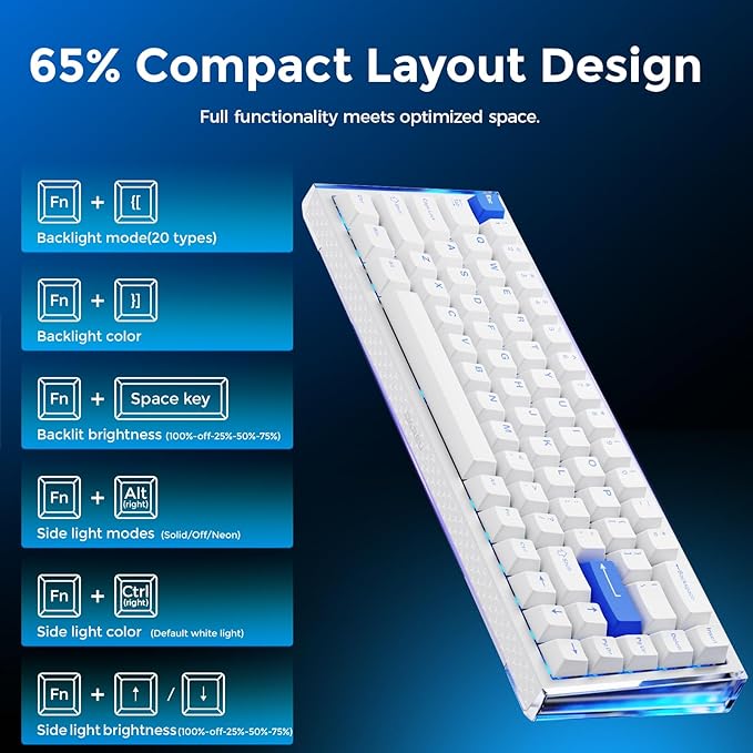 DAREU COOL68 60% Wired Gaming Keyboard, Rapid Trigger Magnetic Switch Keyboard with 8000Hz Polling Rate, Adjustable Actuation, 0.1ms Latency, SOCD, Gasket Mount, Hot swappable, RGB Light