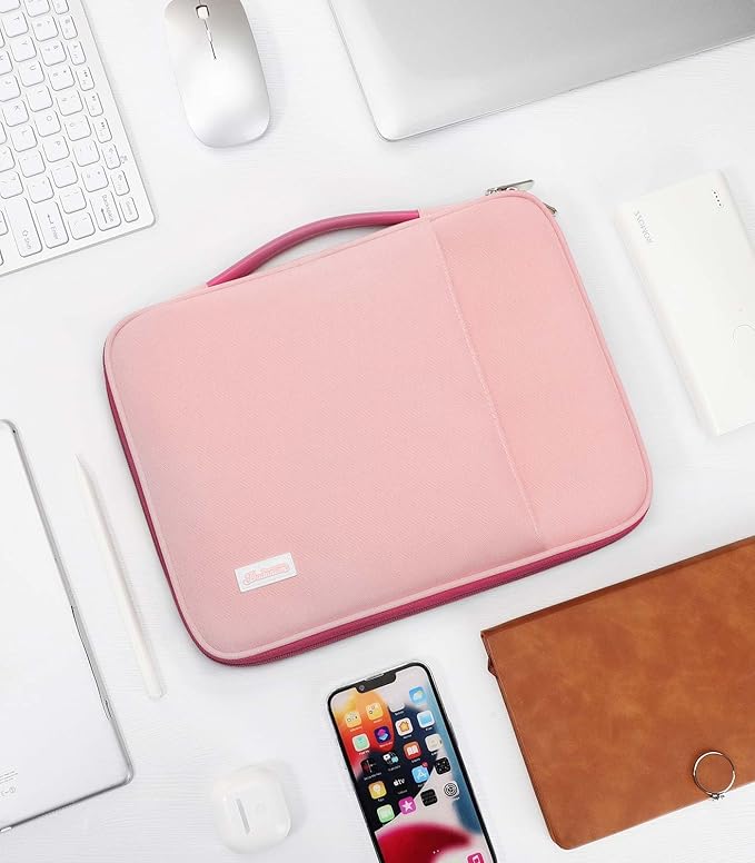 Dadanism 9-11" Tablet Sleeve Padded Carrying Case with Handle for iPad A16 11", iPad 10th Gen/Air5/4 10.9", iPad Air M4/Pro M5 11", iPad 9/8/7th Gen 10.2", Galaxy Tab A11+ 11", Remarkable 2, Pink