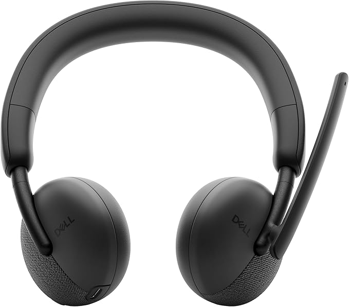 Dell WL3024 Wireless Headset - Leatherette Headband, Built-in AI-Based Noise Cancellation Microphone, Boom mic - Black