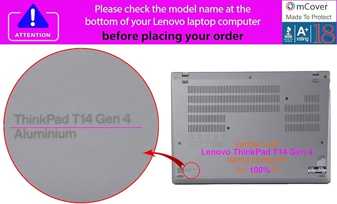 mCover Hard Case ONLY Compatible for 2023-2024 14" Lenovo ThinkPad T14 Gen 3 / Gen 4 Windows Notebook PC (with 180° Hinge, NOT Fitting Any Other Lenovo Models) - Aqua