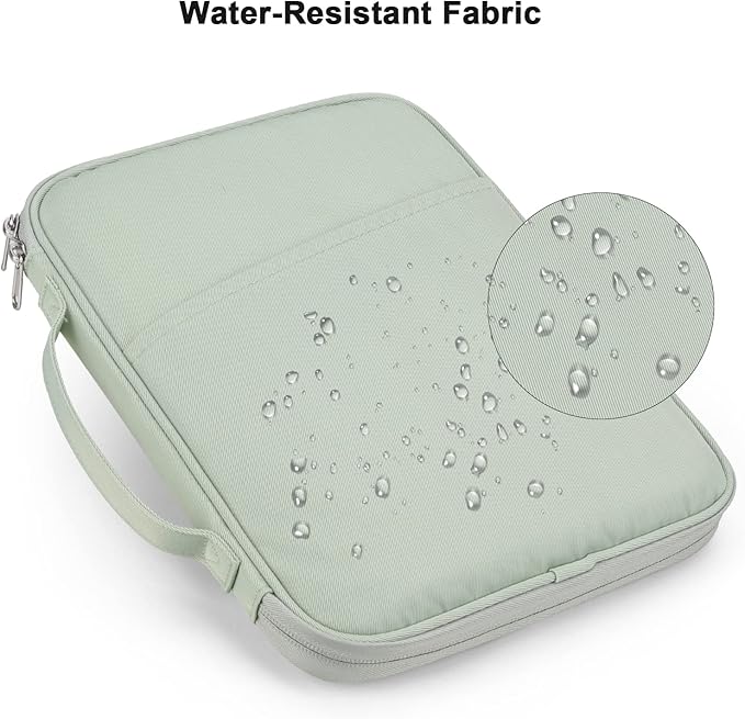 9-11 Inch Tablet Carrying Sleeve, Padded Travel Bag for iPad Pro 11-in (M4), iPad 10.9 (10th Gen), iPad Air 11-in (M2), Galaxy Tab S9/S8 (Green-Updated Version, 9-11)