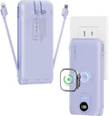 Portable Charger, 10000mAh 22.5W Power Bank Fast Charging with Wall Plug, Built-in Cables, LED Display, Compact Lightweight USB C Travel Battery Pack for iPhone 17/16, Android Cell Phone, Pad, iWatch