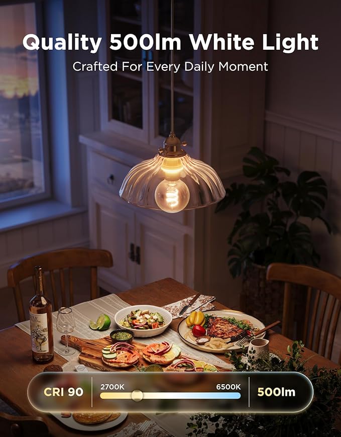Govee Edison Bulbs, Smart Vintage Light Bulbs, RGBWW Color Changing and Tunable White, Compatible with Matter, Alexa & Google Assistant, G25 Vanity Light Bulb for Living Room Kitchen E26 Base 4 Pack