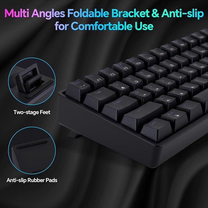 Mechanical 60% Gaming RGB Keyboard 61 Keys Wired USB DIY Customize Backlight Macro keypad Ultra-Compact Blue Switches Compatible with Windows Mac Linux Laptop PC Computer(Black)