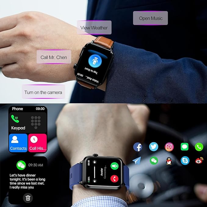 Advanced Health Smartwatch for Women Men with Real-Time Monitoring of Heart Rate, Blood Oxygen, Body Temperature, Blood Pressure, Sleep Auality and Stress Levels.Always-On Display, for Android & iOS