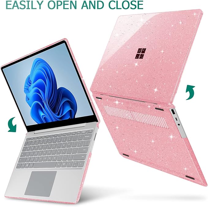 Case for 13.5" Microsoft Surface Laptop 5/4/3 with Metal Palm Rest ONLY 2019-2022 Release Models:1868/1951, Plastic Hard Shell Case with Keyboard Cover & Screen Protector, Sparkly Pink