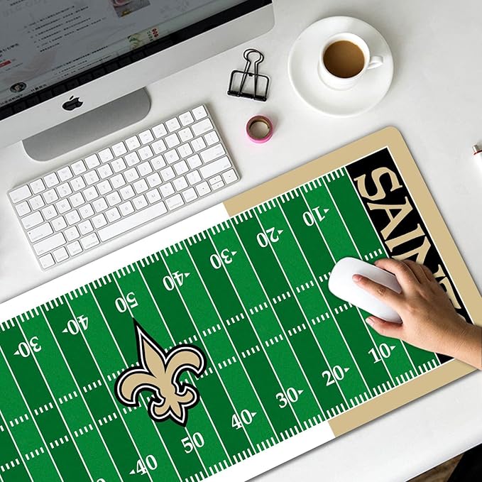 Large Gaming Mouse Pad, Mousepad with Non-Slip Rubber Base for Laptop Computer Desktop Keyboard,Football Fans Boy Husband Gift Gold Design Mat