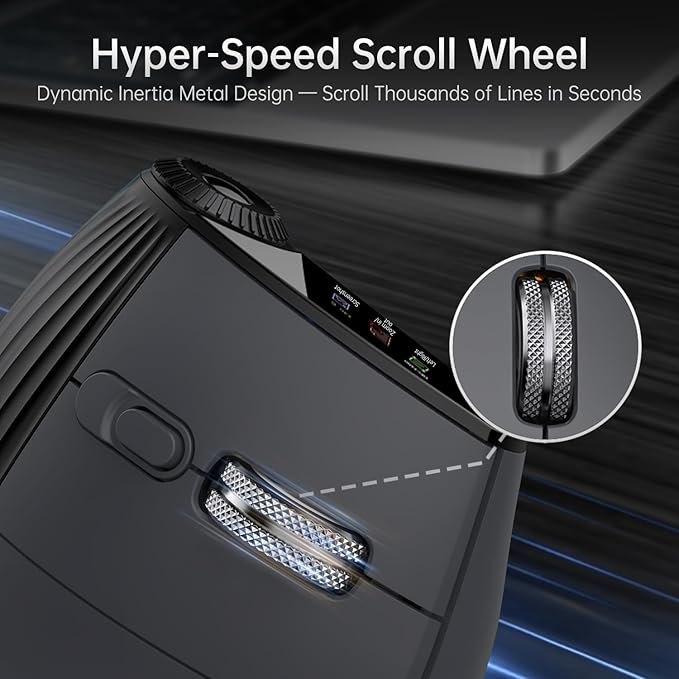 Ergonomic Vertical Mouse Wireless, Rechargeable Bluetooth Ultra-Fast Scrolling 4800 DPI Ergo Mouse, 2.4G Quiet Clicks 6 Buttons RGB Optical Mice, 3 Multi-Device Connectivity for Mac, Laptop
