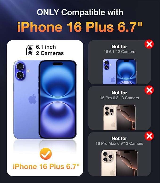 Diaclara Designed for iPhone 16 Plus Case, Full Body Rugged Case with Built-in Touch Sensitive Anti-Scratch Screen Protector, Upgraded [Full Camera Protection] for iPhone 16 Plus 6.7" (Ultramarine)