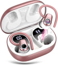 Wireless Earbuds, 2023 Bluetooth Headphones 5.3 Sport, 50H Ear buds with Earhooks, Dual LED DisplayBluetooth Earbuds, Stereo Noise Cancelling Headphones, IP7 Waterproof Running Earphones, Rose Gold