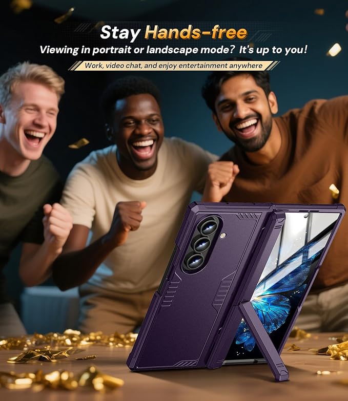 Kaiiecal for Samsung Galaxy Z-Fold-7 Case: Dual-Stand & Military Shockproof Rugged Hinge & HD Screen Protector [Anti-Scratch] Durable Shockproof Women Men Business Cover for Z Fold7 5G 2025 (Purple)