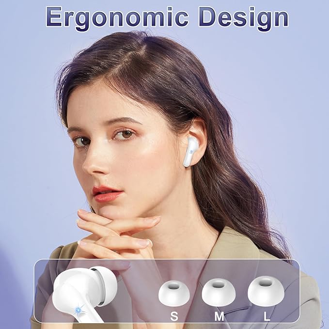 Wireless Earbuds, Bluetooth Headphones 5.4 HiFi Stereo Ear buds with ENC Noise Cancelling Mic, 40H Bluetooth Earbuds with Dual LED Display Charging Case, IP7 Waterproof Earphones for Android iOS