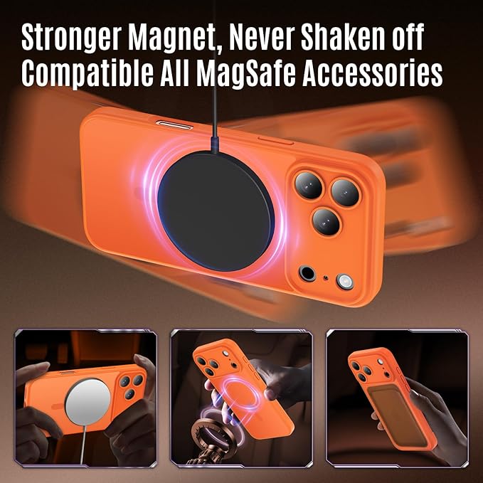 Symcele Designed for iPhone 17 Pro Max Case, Compatible with MagSafe, [Camera Protection] [15FT Military Drop Protection] Shockproof Translucent Matte Anti-Slip Phone Case, 6.9", Cosmic Orange