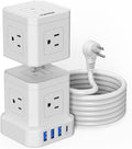 Power Strip with USB, TOPREK Power Strip Tower with 9 AC, 1 USB-C, 3 USB-A, Convertible Outlet Extender & Desk Charging Block with 6.5 FT Flat Plug Extension Cord for Home Office, Kitchen 1625W/13A