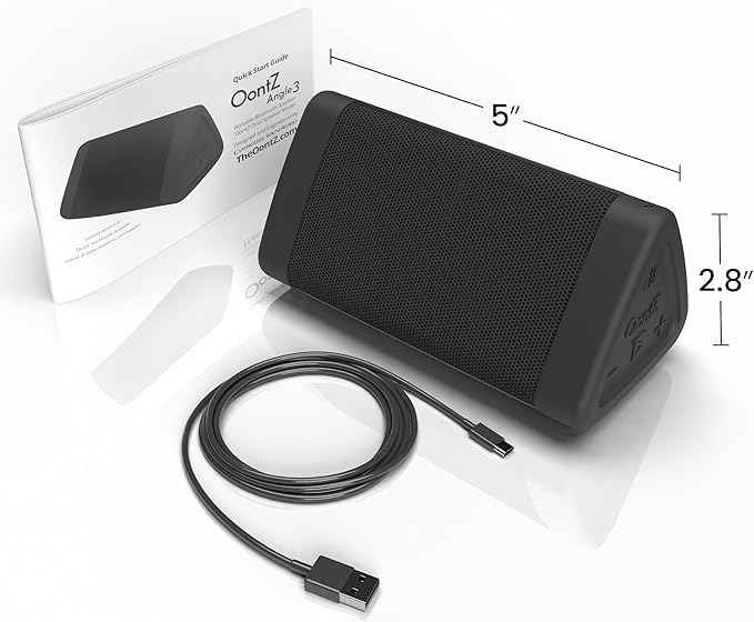 OontZ Angle 3 (4th Gen) – Portable Bluetooth Speaker, 12W Stereo Sound, 24 Hour Playtime, Rich Bass, 100 Foot Wireless Range, Waterproof, Home, Outdoor, Travel, Great Gift (Black)