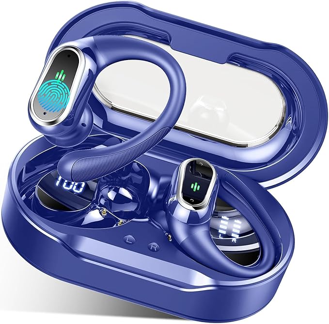 Wireless Earbuds, 2026 Bluetooth 5.4 Headphones Sport, 50Hrs HiFi Stereo Deep Bass Over-Ear buds with ENC Noise Cancelling Mic, IP7 Waterproof & LED Display Earphones with Earhooks for Workout/Running