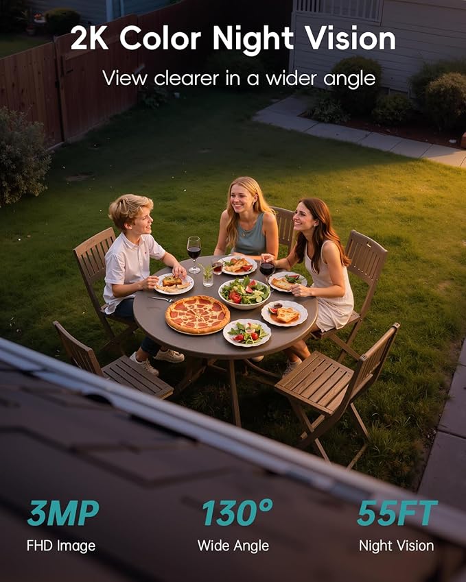 ZUMIMALL Solar Security Cameras Wireless Outdoor - 4 Packs, 2K Camera for Home Security with Color Night Vision, 2.4GHz WiFi, 2-Way Talk, Spotlight & Siren, IP66 Weatherproof, Compatible with Alexa