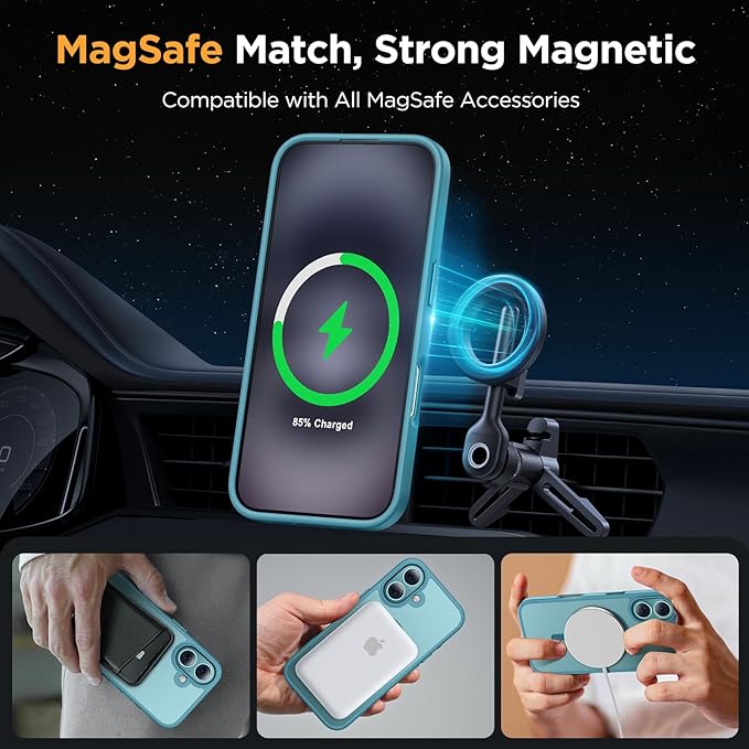 Miracase Magnetic Series for iPhone 16 Case [Compatible with MagSafe] Military-Grade Protection, Anti-Fingerprint, Slim Phone Case for iPhone 16 6.1 inch - Teal