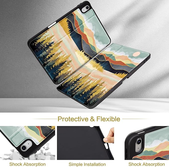 Lokigo for iPad 10th Generation Case 2022 10.9 inch/iPad 11th Generation Case (A16) 2025 11-inch, Protective Multi-Viewing Stand Cover (Support Touch ID, Auto Wake/Sleep), Mountain