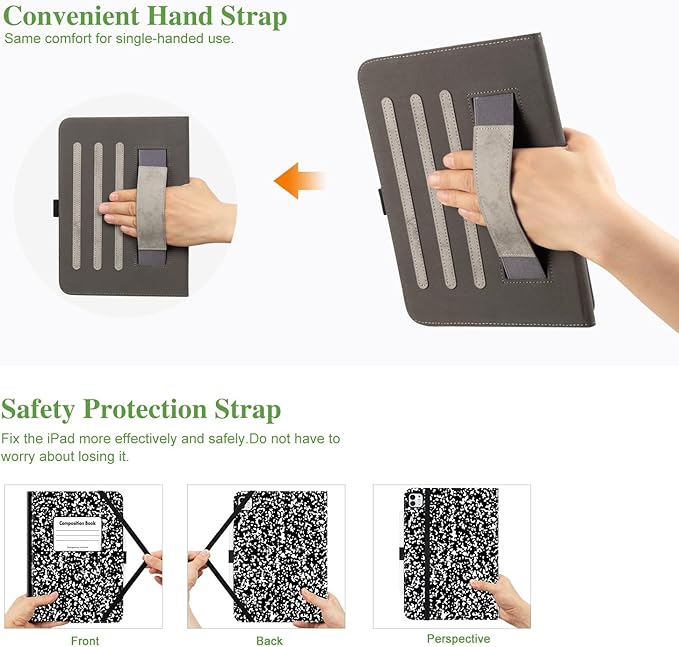 Vimorco for iPad Pro 13 Inch Case M5/M4 2025/2024 Black Notebook, for iPad 13 Pro Case Pencil Holder/Hand Strap/Pocket/Screen Protection Band, for iPad Pro 13 Cases Cover