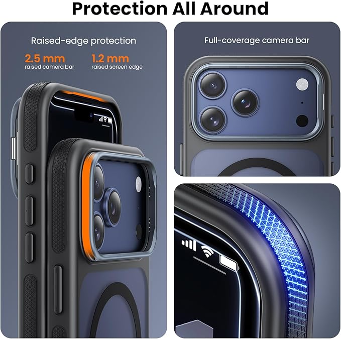 2 in 1 for iPhone 17 Pro Max Case,[1 Screen Protector],7X Military-Grade Drop Protection,Fits MagSafe,Tough, Rugged & Durable for Heavy Duty iPhone 17 Pro Max Case,Black