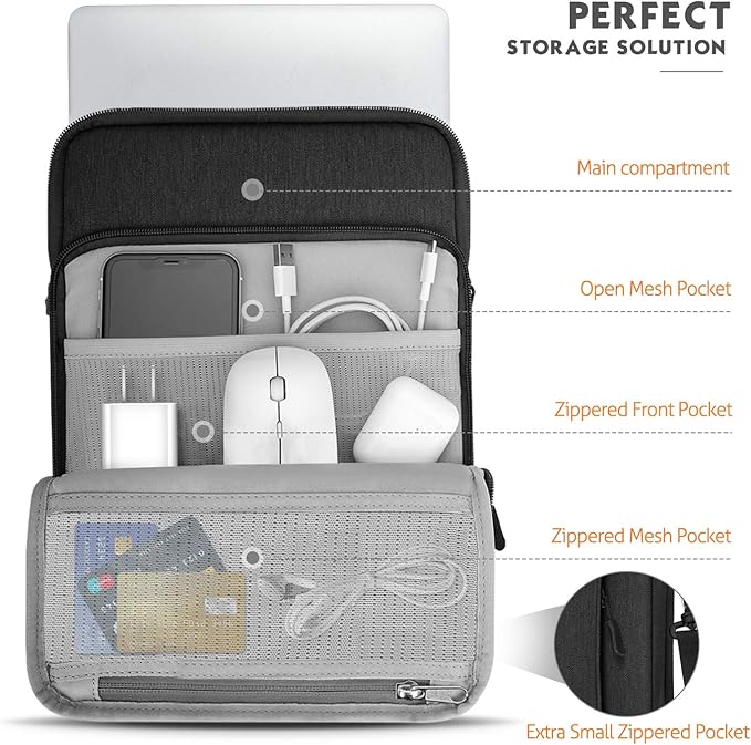 MoKo Laptop Sleeve Bag for 13.3-14 Inch, Notebook Carrying Case with Pocket Fits New MacBook Pro M3/M2 14" /13" M2/M1 Pro/M1 Max 14.2 2023-2021/Air 13.6" M2 2022, Surface Pro 9/8 13", Indigo