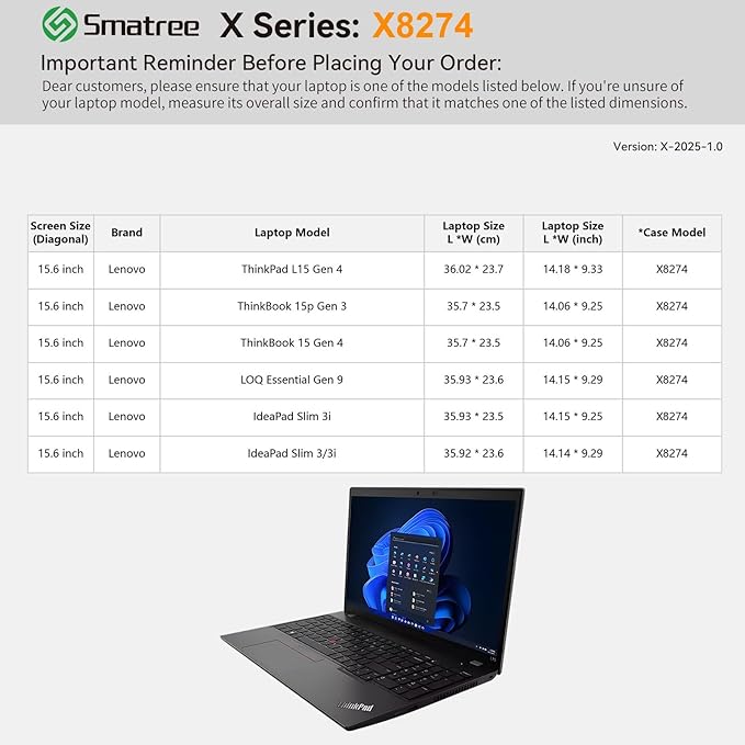 Smatree Hard EVA Protective Sleeve Compatible for 15.6inch Lenovo ThinkPad L15 Gen 4, for ThinkBook 15p/15 Gen 3/4, IdeaPad 3i/3/5/5i/Slim 3i/Slim 3, Lenovo V15/LOQ Essential Gen9 Case, White (X8274W)