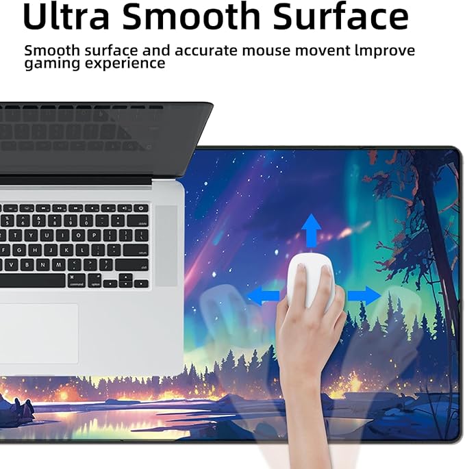 Galdas Mouse Pad for Gaming,Aurora Background Pattern XXL XL Large Mouse Mat Long Extended Mousepad Desk Mat Non-Slip Rubber Mice Pads Stitched Edges Thin (31.5 x 11.8 x 0.12 Inches)