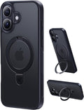 CASEKOO Ultra-Magnetic Stand for iPhone 17 Case [Military Drop Protection] [Compatible with MagSafe] Shockproof Translucent Slim Matte for iPhone 17 Phone Case with Ring Holder 6.3 Inch, Black