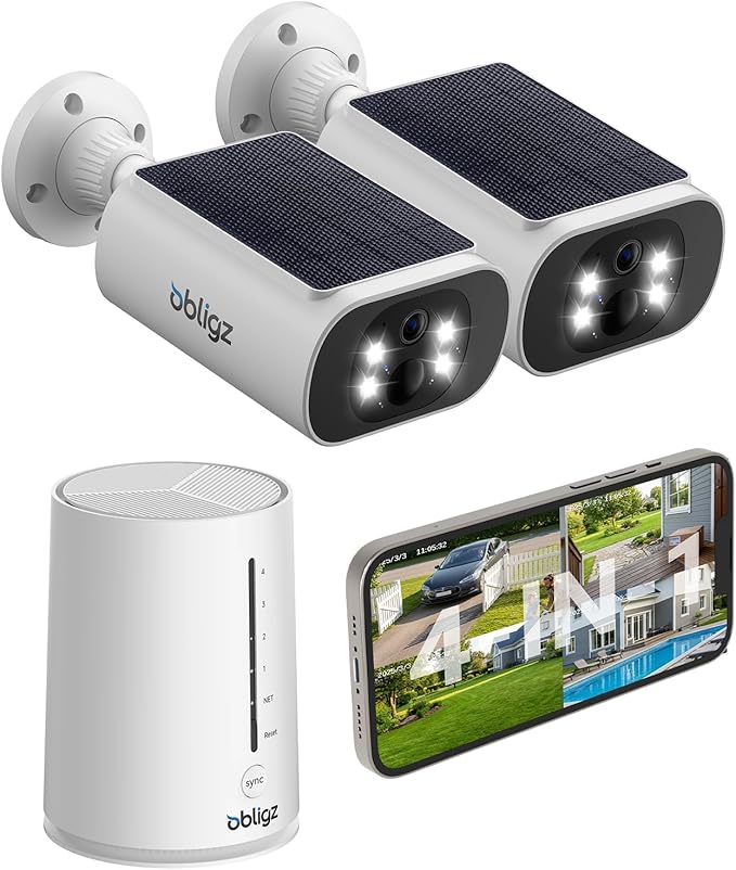 Solar Security Cameras Wireless Outdoor, 4MP Cameras for Home Security Camera System, 64GB Local Storage, No Subscription, Easy Setup, Color Night Vision, 2.4 & 5G WiFi, 2-Cam Kit