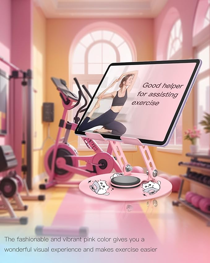 Upgraded 360°Rotating Tablet Stand with Foldable Base - Cute Cat Pattern,Universal for 7-13" Devices (iPad,iPhone,Tablet,Phone) - Ideal for Desk Work,Office,Travel,Home & Painting