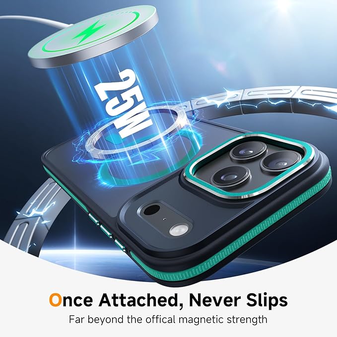 Magnetic 3 in 1 for iPhone 17 Pro Case, [Omni-Directional Protection] with 1x Screen Protector + 1x Camera Cover, [Seamless Work with Magsafe] Shockproof Slim Thin Matte Case for iPhone 17 Pro Green