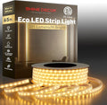Shine Decor LED Strip Light Easy Connectable, 2800K Warm White Cold Resist Weatherproof Plug-in for Indoor Outdoor, 101 LM/FT Dimmable Bright Eco Rope Lighting 65FT, 120V Whole Set ETL Listed
