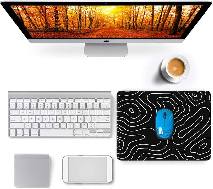Mousepad, Large Gaming Mouse Pad with Double Stitched Edges, 14.9 x 11.7 inches Premium-Textured & Waterproof Mousepad, Nonslip Natural Rubber Base Mouse pad for Laptop,Computer, Office, Black White