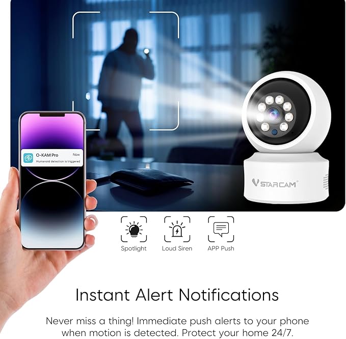 VSTARCAM WiFi Camera Indoor Wireless, 1080P with 5X Zomm, 360° Pan-Tilt, Color Night Vision, Motion Detection, Real-time Alerts, 2-Way Audio, Works with Alexa, Cloud & SD Card Storage(up to 256GB)