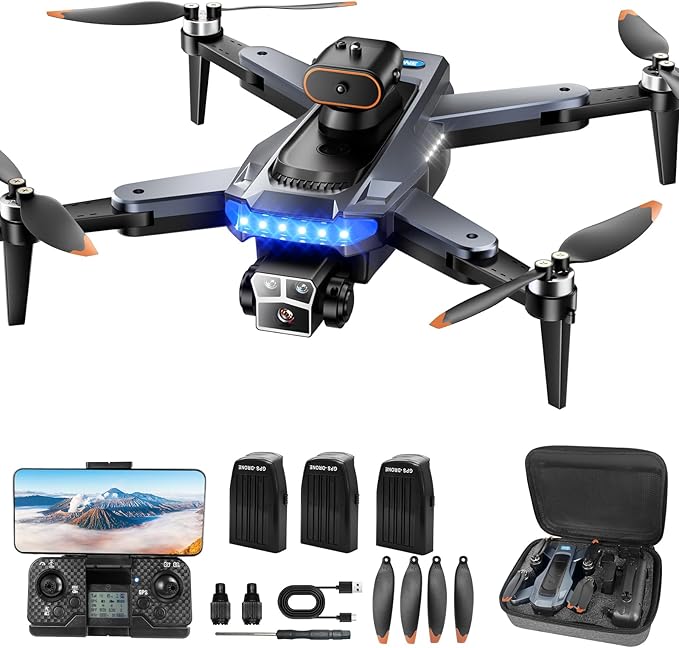 Drones with Camera for Adults 4K, GPS Drone with Obstacle Alert & Auto Return, 54 Mins Flight 3 Batteries, Brushless Motor, Foldable Mini Drone Under 249g, 5G WiFi - HYTOBP P17 (Age 14+, Black)