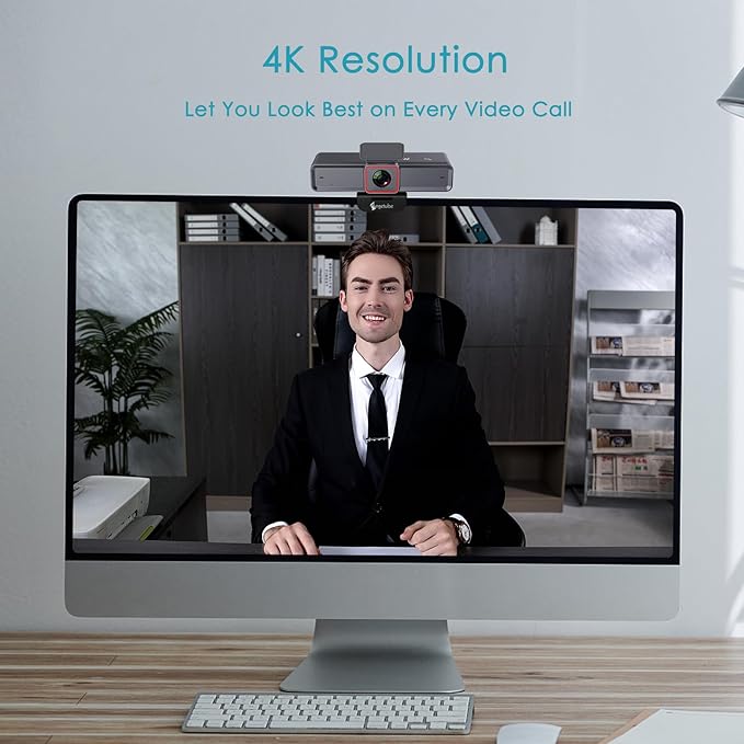 Angetube 4K AI Webcam: AI-Tracking Web Camera Dual AI Noise-Cancelling Microphones - HDR-Enabled, USB 3.0, Remote Control, Sony_Sensor, Adjutable Field of View, Work with Teams, Zoom, Webex