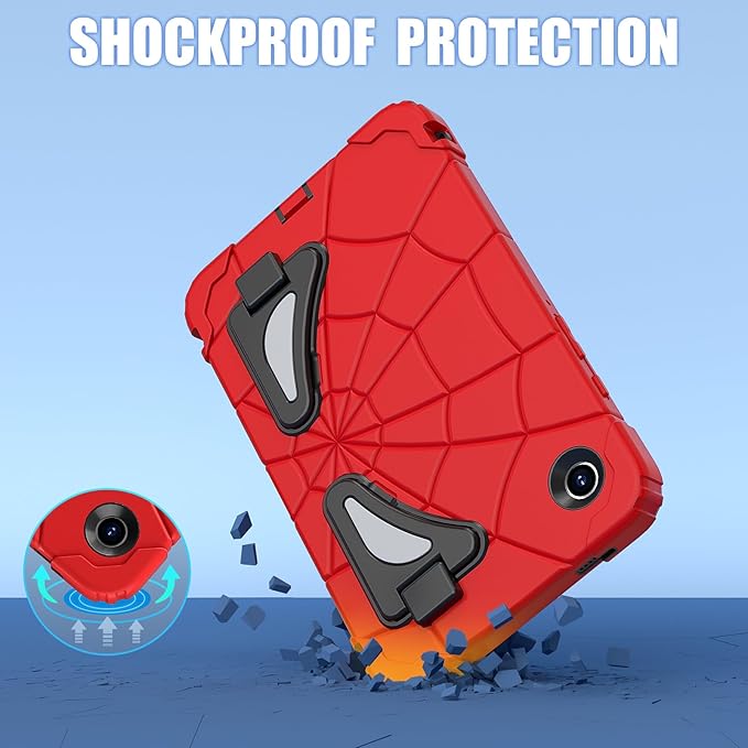 AKABEILA Compatible with Samsung Galaxy Tab A11+ 2025 11 inch Tablet Case，Lightweight Shockproof Rugged Protective Cover with Kickstand for Kids Children Boys Babies Red Black