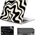 Anban Compatible with MacBook Pro 14 inch Case 2026-2021 M5 M4 M3 M2 M1 A3426 A3427 A3434 A3112 A3185 A3401 A2918 A2992 A2779 A2442, Plastic Hard Shell+Keyboard Cover+Screen Protector, Black Wave