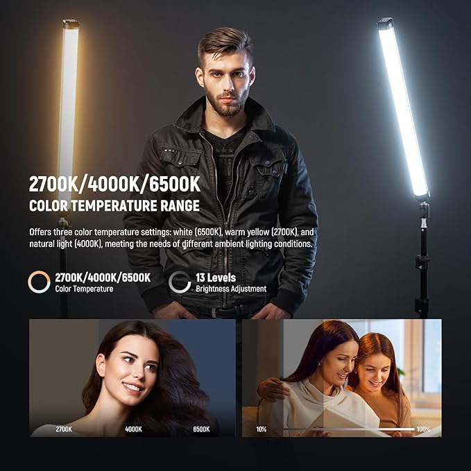 NEEWER Basics 21" Magnetic RGB Light Wand, CRI95 Dimmable 14W LED Handheld Video Tube Lighting Stick with 51 RGB Modes, 4000mAh Battery for YouTube TikTok Recording Studio Photography Streaming, SL50