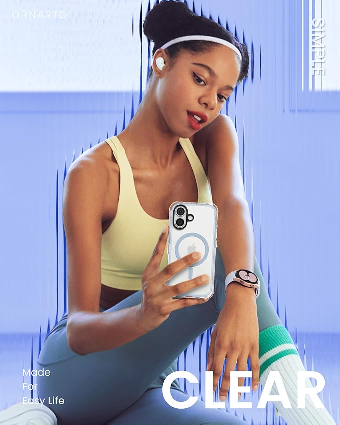 ORNARTO Air Case for iPhone 17 Clear | Military-Grade Drop Protection | Camera Control Button | Compatible with MagSafe | Built-in Air Phone Cover - Light Blue